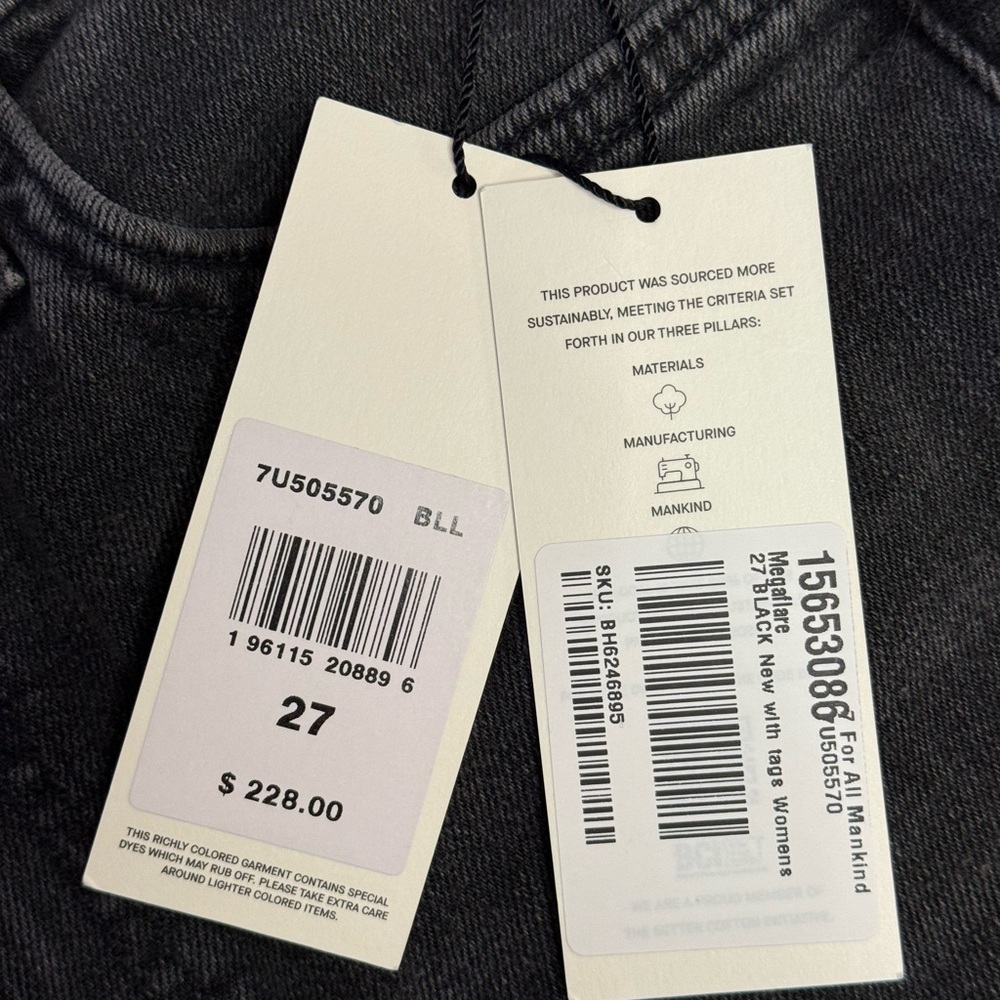 7 For All Mankind Mega Flare Faded Black Denim Jeans - Picture 8 of 9